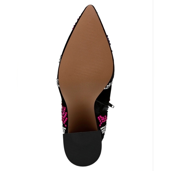 🔹️BETSEY JOHNSON🔹️ Black Multi Naomy Sequin Houndstooth Tall Knee High Boots - Picture 4 of 6